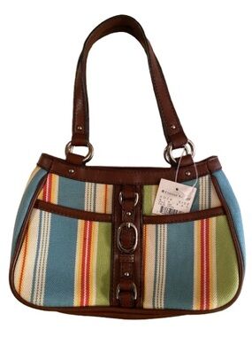 Vintage Etienne Aigner Dock Side Mini Bag Primary Stripe Canvas Preppy Retro NWT